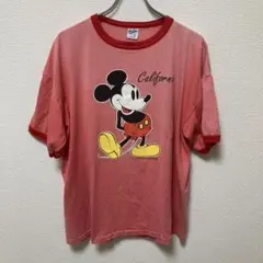 ベルバシーン 90s ミッキーマウス Tシャツ ピンク　フェード感