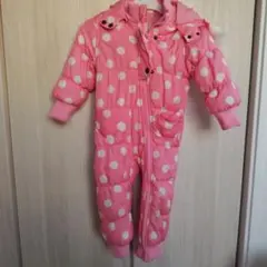 子供用ピンク水玉スノースーツ