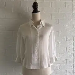 美品 希少 ユキコ ハナイ レース パール チェーン 長袖 ブラウス 