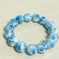 極上ラリマー ドミニカ産 約14mm 高品質 海模様 ブレスレット