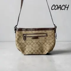 COACH コーチ シグネチャー ショルダーバッグ キャンバス レザー ブラウン