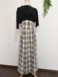 milybilet ドッキングチェックワンピース 大きいサイズ　ゆったり