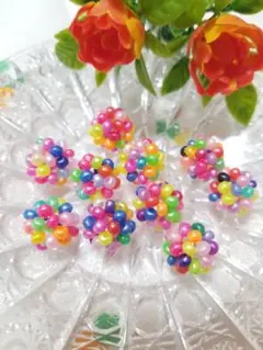ハンドメイド カラフル ビーズボール パーツ