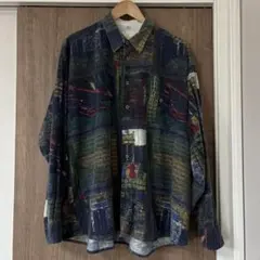 ヨーロッパ 古着 幾何学模様 長袖シャツ 多色 柄シャツ XXL シャツ