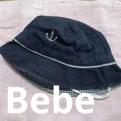 Bebe ベビー用 帽子 ネイビー ギンガムチェック