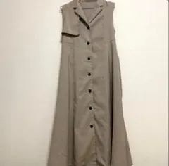 ノースリーブシャツワンピース ベージュ