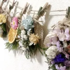 【5束】ドライフラワーガーランド　ドライオレンジ入り　ナチュラル　＊CL