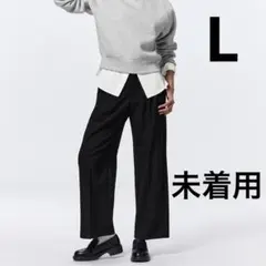 【未着用】GU タックワイドパンツ 丈標準 L レディース ブラック