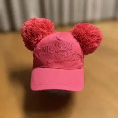 ミッキーマウス ポンポン付きキャップ ピンク
