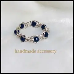 天然石ソーダライト silverワイヤーリング 大きめ 指輪 シンプル お洒落