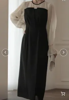 結婚式 /ボリュームスリーブシフォンロングワンピース