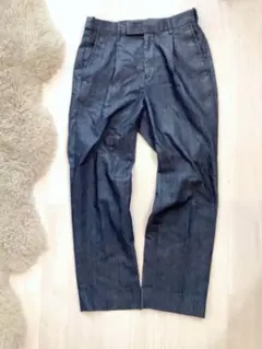 グリーンレーベルリラクシング　ダークブルー タック入りストレートデニム　L 美品