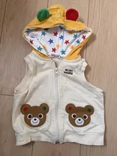 ミキハウス フード付きベスト 80