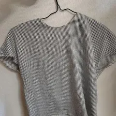 チェック柄 半袖シャツ Vネック