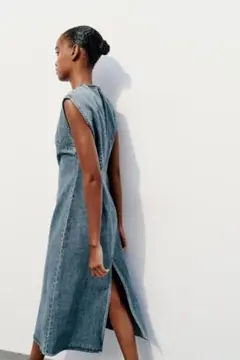 zara XSデニムノースリーブロングワンピース