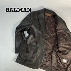 バルマン　ラムレザー　テーラードジャケット　羊革　シワ加工　ブラウン　L