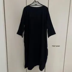 黒 長袖 カットソーワンピース ゆったり 大きめ 羽織れる スリット