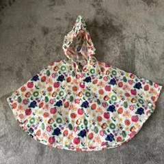 DADWAY 90cm フード付きフルーツ柄レインコート　ポンチョ