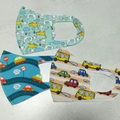 キッズ用☆マスク　3個　車柄、動物柄　セット＊新品＊洗って繰り返し使える❇