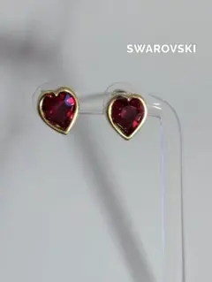 SWAROVSKI ハート型ピアス レッド ゴールドカラーのサムネイル