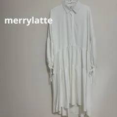 merrylatte リボンシャツワンピース　M ホワイト