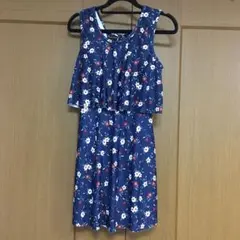 ネイビー フラワープリント レディース　水着　ワンピース