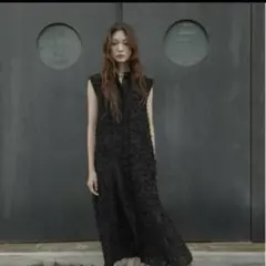 ZARA フリンジ付きボリュームミディ丈ワンピース