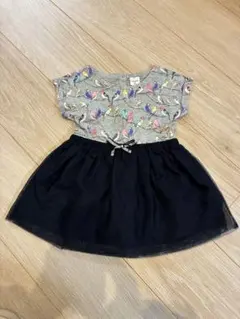 babyGap ベビーギャップ ワンピース 80 鳥柄 チュール ドッキング 紺