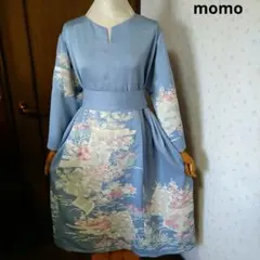 パ*ャ様 正絹 色留袖 ウエストリボン付きタック入りワンピース♪着物リメイク