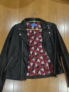 ミッキー柄裏地レザージャケット