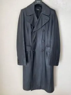 A.P.C アーペーセー　レザーコート　ダブル　チェスターコート　S　黒　牛革