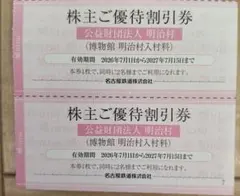 何枚でも対応可能 名古屋鉄道 博物館明治村 株主優待割引券 2枚
