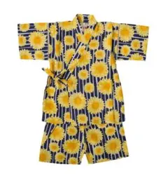 ★ 美品 ベビー 甚平 80サイズ 男の子 女の子 ひまわりネイビ お祭り べべ