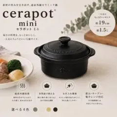 新品 セラポット ミニ（19cm）チャコールブラックのサムネイル