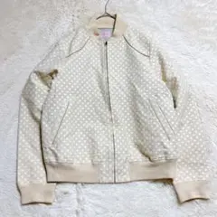 ブルゾン　ドット柄　綿100%　日本製　ジップアップ　ラグラン袖　ライトアウター