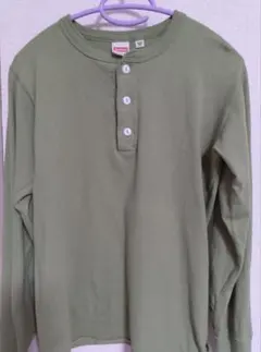 ビームスボーイ　ヘルスニット　ヘンリーネックTシャツ　カーキ