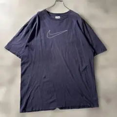 90s NIKE スウッシュ　デカ　ロゴ　Tシャツ ネイビー XL