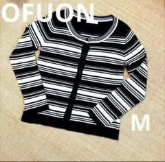 OFUON マルチボーダー ニットカーディガン M