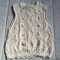 ZARA ケーブル編み 花柄刺繍　ベスト