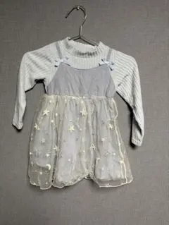 星と月刺繍の長袖ワンピース　110cm