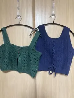 ケーブルニット編み ニットベスト ビスチェ