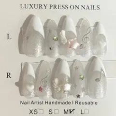 【ネイルチップ】音符　ウイッシュコア　星　ホワイト　平成女児