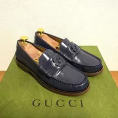 美品　GUCCI　インターロッキングG　ローファー　紺　36