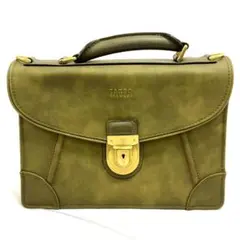 タケオキクチ ショルダーバッグ 2way ロック金具 鍵付き レザー カーキ 