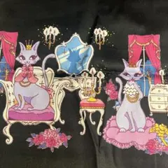 コスモテキスタイル　綿生地　ばら　黒猫　ゴージャスキャット　ボーダー柄