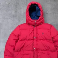 ポロラルフローレン　ダウンジャケット　キッズ　160　レッド　刺繡ロゴ
