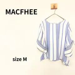 MACPHEE ストライプ柄 半袖ブラウス ホワイト×ブルー　N-66のサムネイル