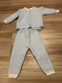 水色　クマ　ベビーパジャマ上下セット90-100