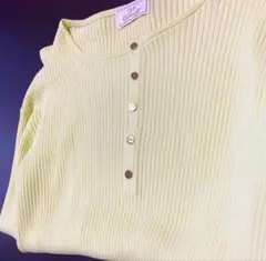 【超メルカリ市】Rady リブニットトップス 七分袖 L ライムグリーン ロゴ入のサムネイル