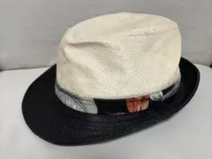 帽子屋Flava 中折れハット ストローハット　ボタニカル柄リボン